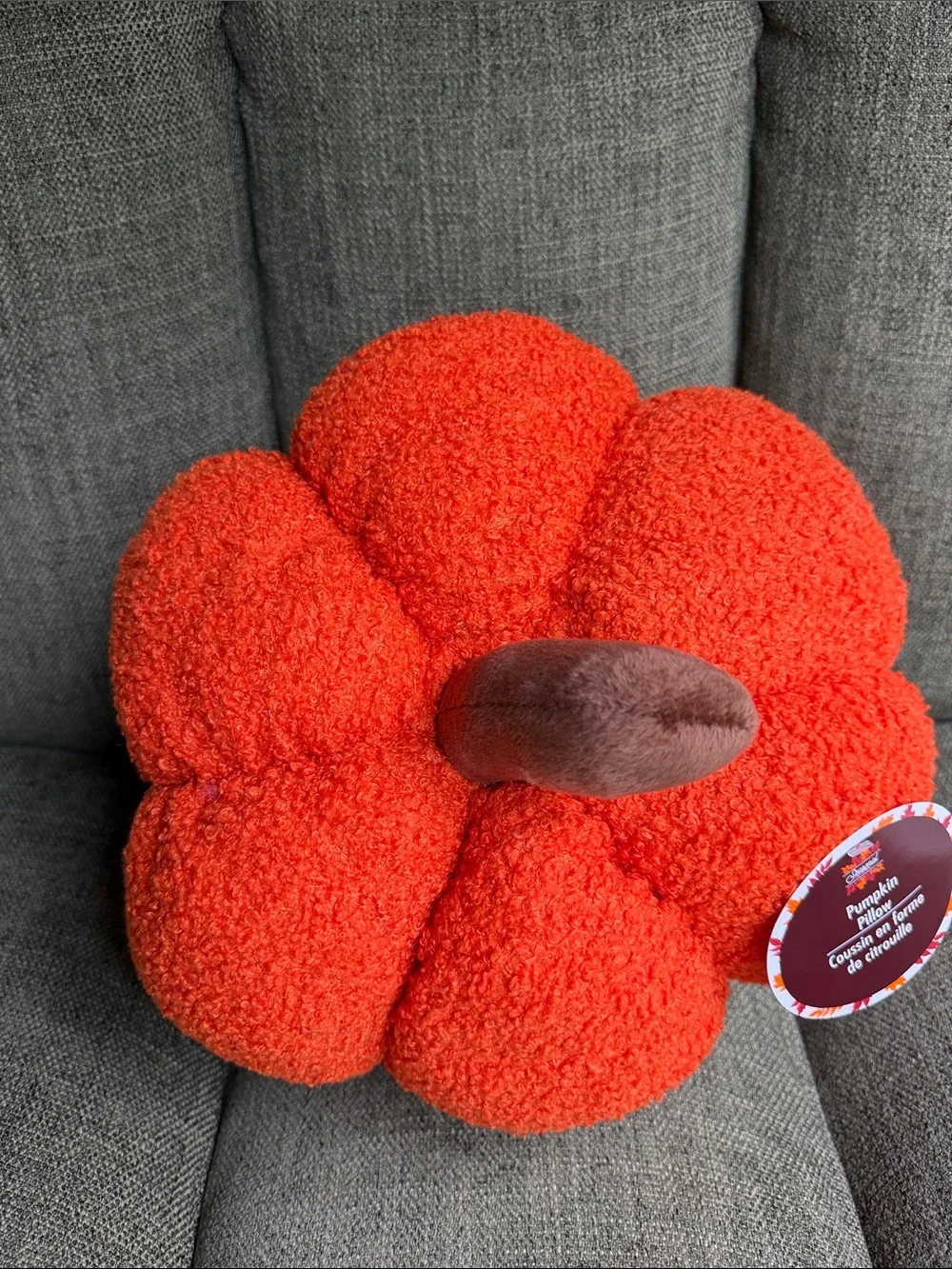 Set of 2 Sherpa Pumpkin Pillows Cream & Orange Boucle Plush Fall Decor NWT